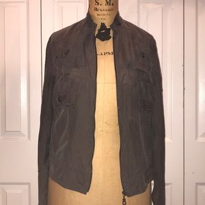 Slate grey light weight lace up back jacket